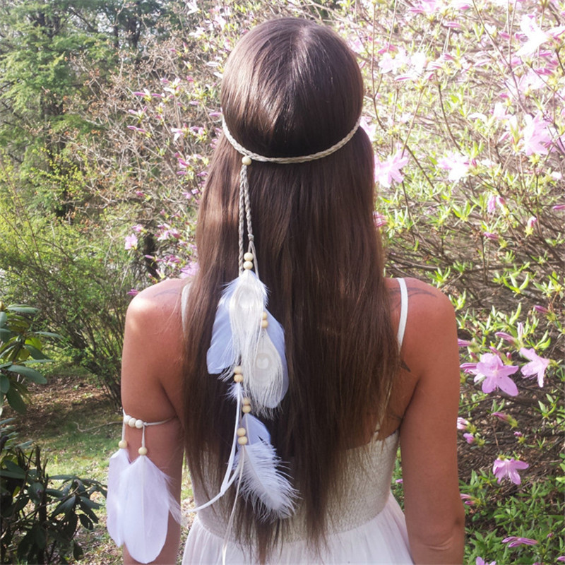 The Indian White Feather Headb - Ethnic Fashion India recension och pris