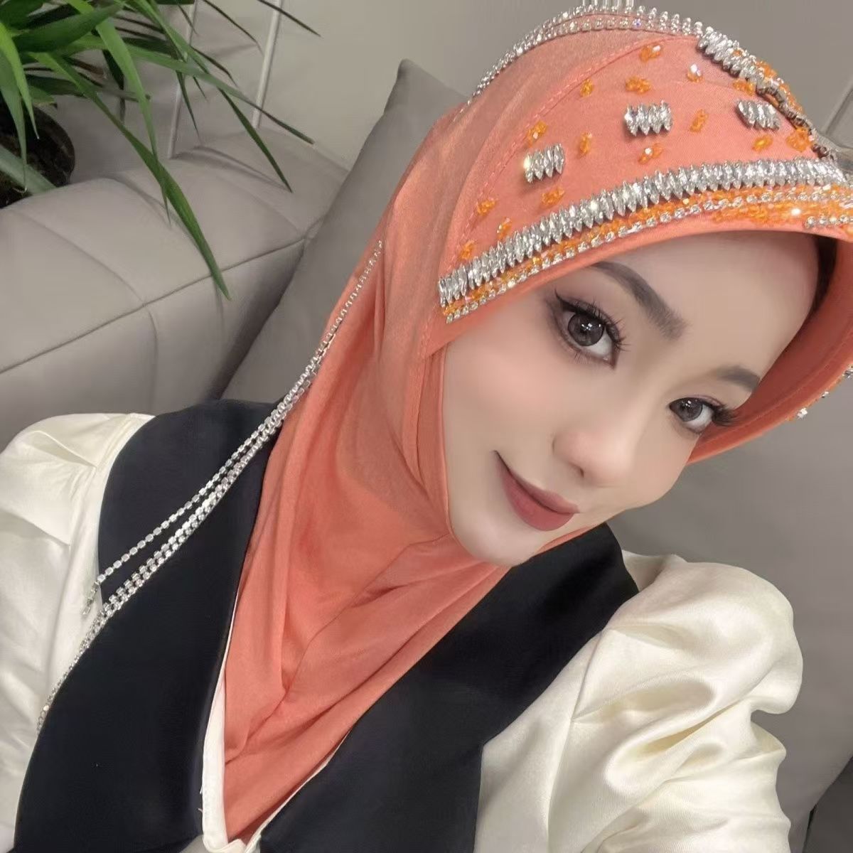 Luxury Hat Hijab Pink Scarf wi - Ethnic Fashion recension och pris