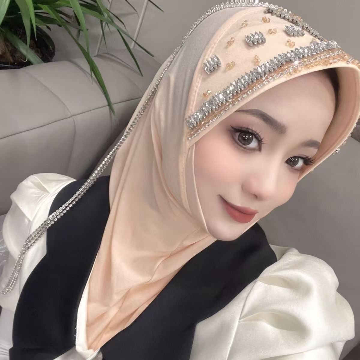 Luxury Hat Hijab Pink Scarf wi - Ethnic Fashion recension och pris