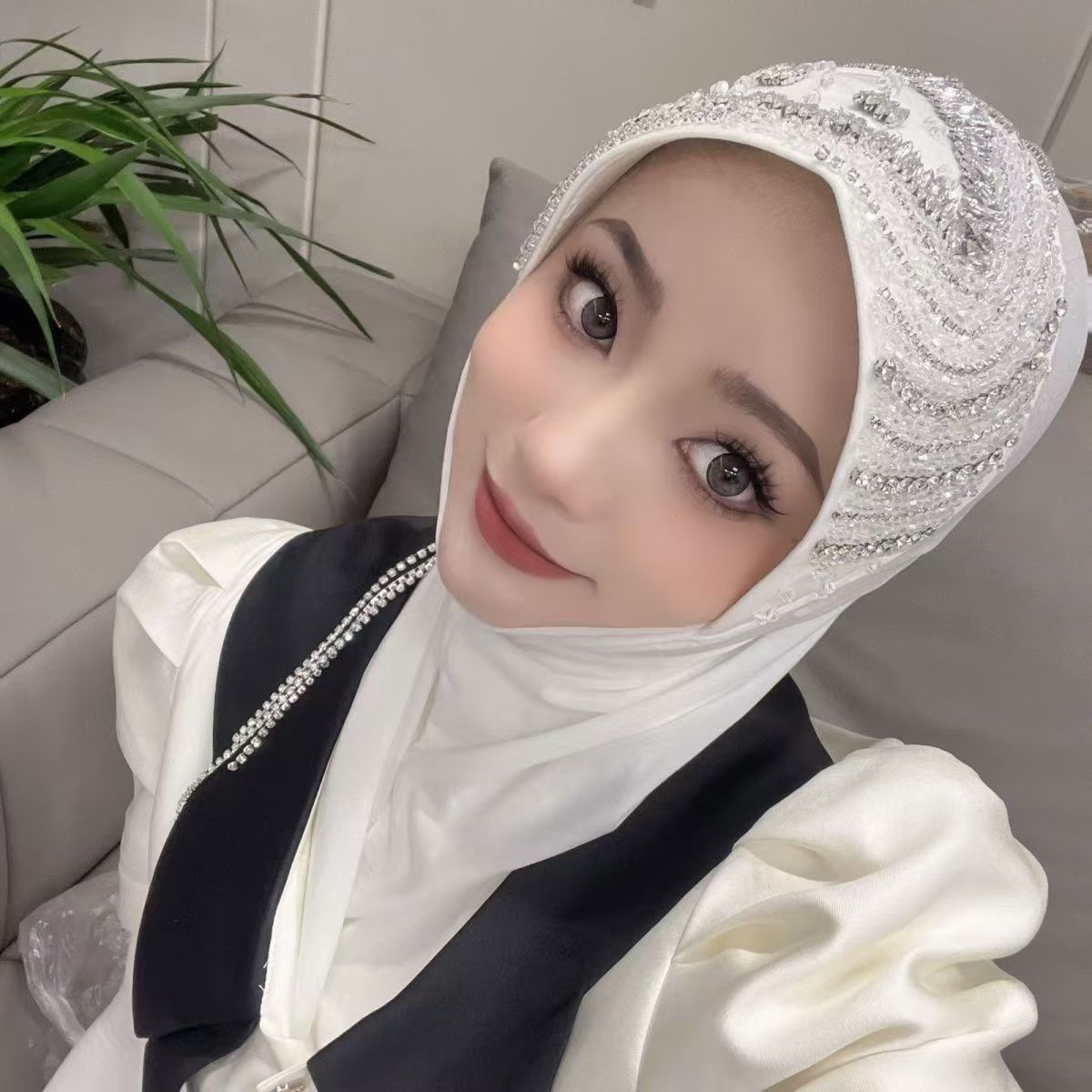 Luxury Hat Hijab Pink Scarf wi - Ethnic Fashion recension och pris