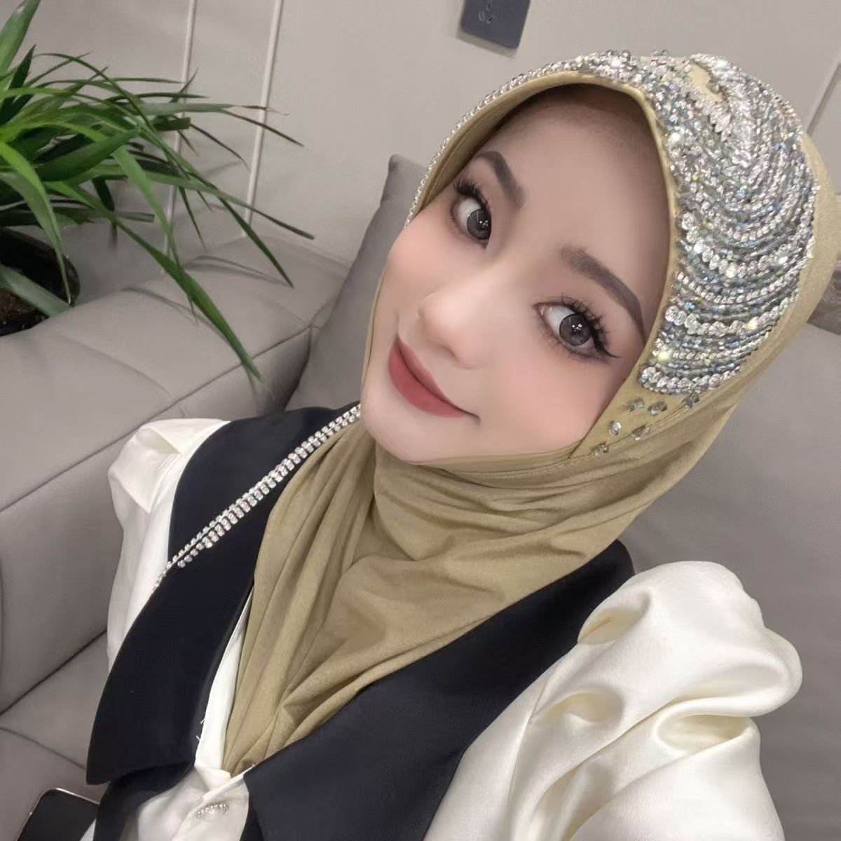 Luxury Hat Hijab Pink Scarf wi - Ethnic Fashion recension och pris