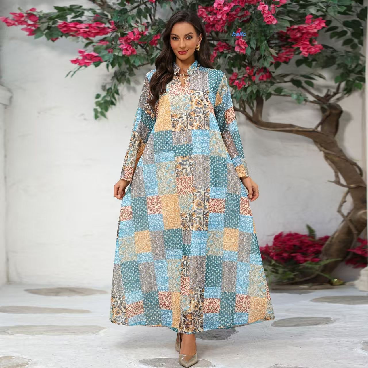 Fashionable Long Sleeve Printe - Ethnic Style Dresses recension och pris