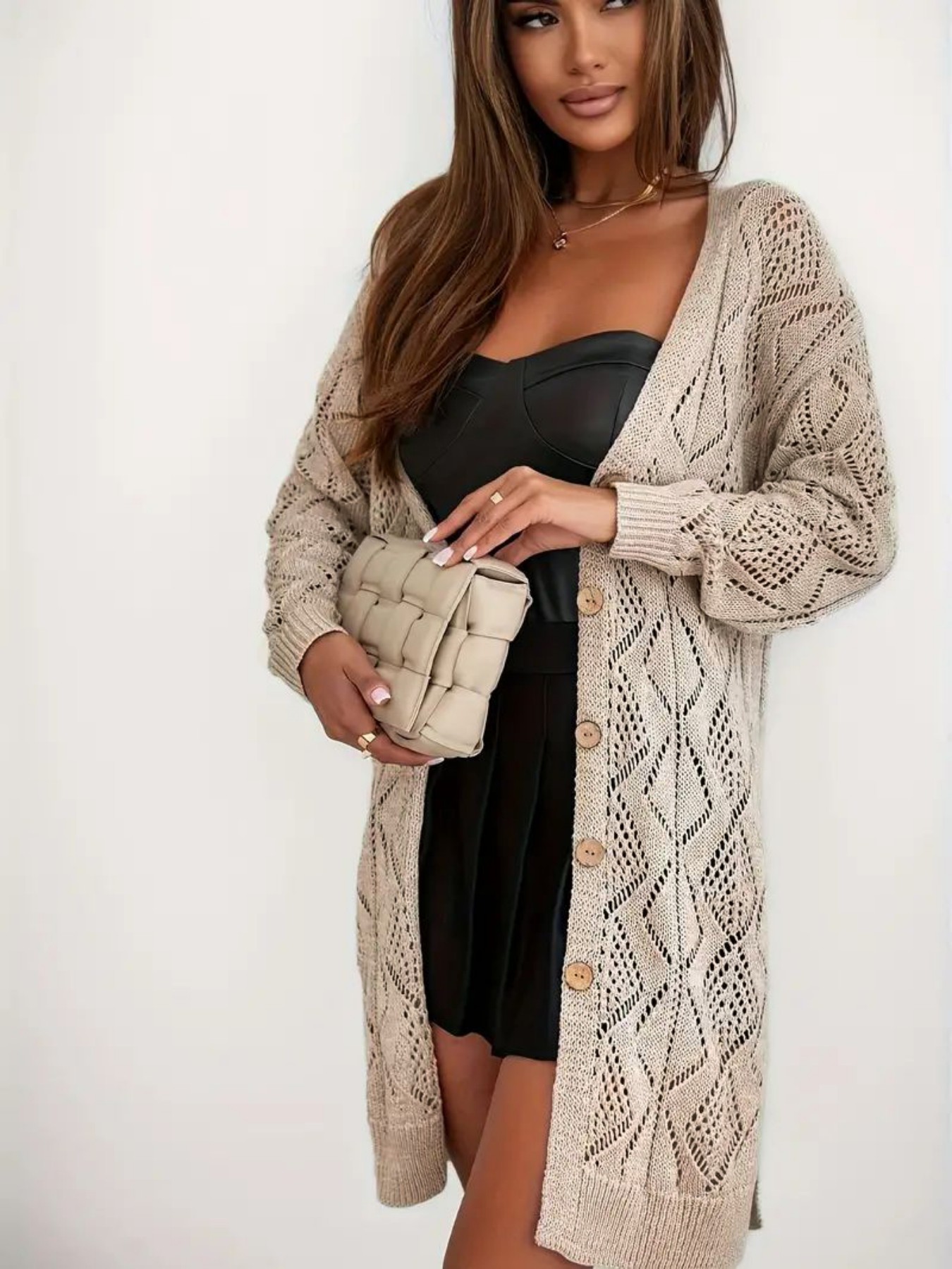 Women's Loose Fit Lace Knit Ca - Ethnic Fashion India recension och pris